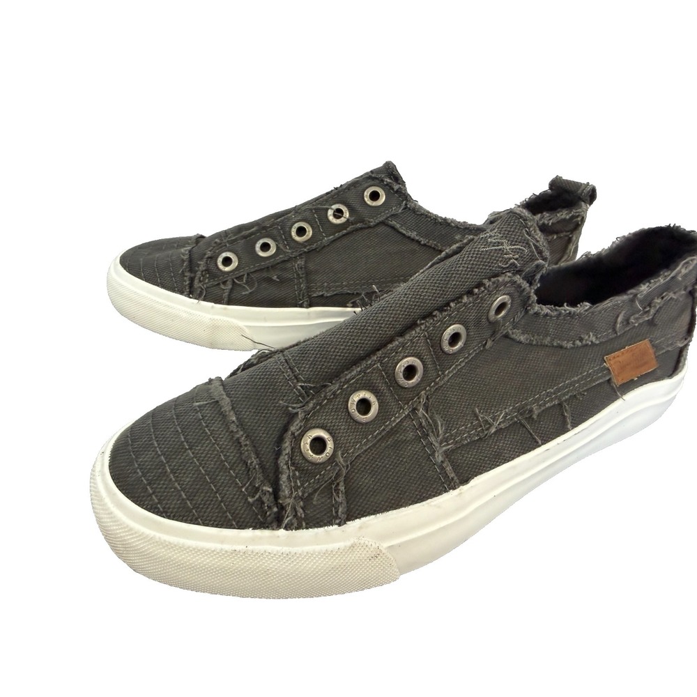 Blowfish Malibu Play Gray Pre-Distressed Canvas Sneakers Woman's Size 10M New